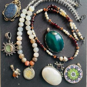 Lot of 7 Sterling Silver & Artisan Gemstone
Jewelry - Most 925 Stamped